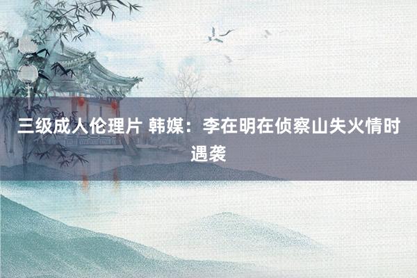 三级成人伦理片 韩媒：李在明在侦察山失火情时遇袭