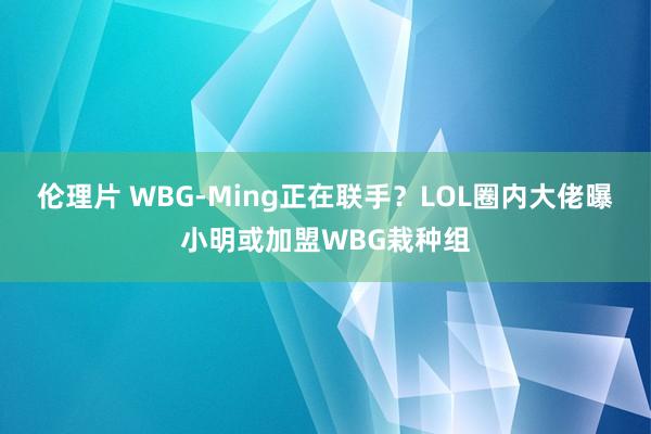 伦理片 WBG-Ming正在联手？LOL圈内大佬曝小明或加盟WBG栽种组